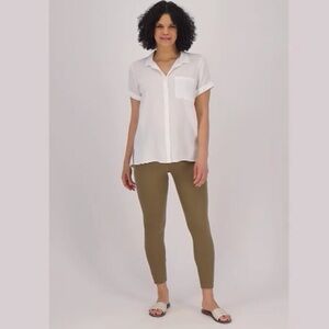 Women with Control St. Tropez Twill Legging w/ Pockets A516504 Olive Size 28 New